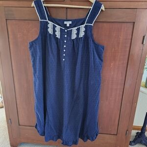 Adonna & Secret Treasures Dark Blue Dotted Swiss Nightgowns with Lace Detail